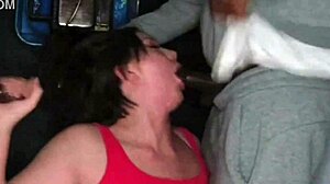 StepMom Gags on Our Monster Cocks in Phone Booth Blowbang Frenzy!