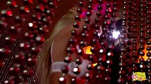 vintage blonde strips then licks brunette pussy... oops