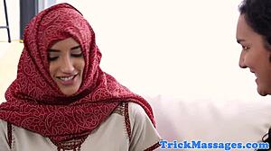 Hot arab babe takes messy facial in taboo massage! 😈💦