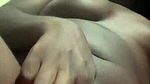 pretty young black babe masturbates her beautiful pussy in amateur solo moment