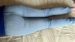 stepmom in tight jeans tempts stepson to masturbate and cumshot her big latina ass