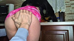 Impregnating Best Friend's Wife in Kitchen Creampie Upskirt Cheating Orgasm Pussy Lick