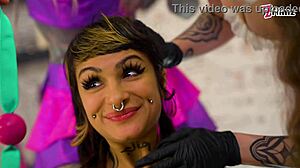 Double Femdom Latex Queens Spit Dildos Dominate Slaves Hard