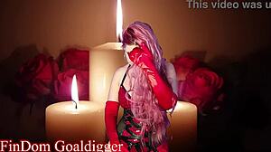 Jessica Rabbit cosplay goddess gives jerk off instructions. Cum hard for your mistress with rabbit toy BDSM!