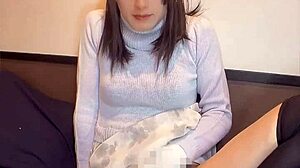 cute japanese crossdresser strokes smoothly in quiet solo pleasure