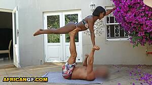 perfect ebony gf tits smashed pov poolside doggystyle