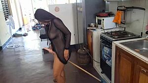 Famous Mexican Influencer Overwhelmed by Broomstick Kitchen Masturbation Ecstasy