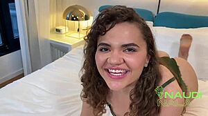 curvy ebony with curly hair gags on european bwc in sloppy face fuck