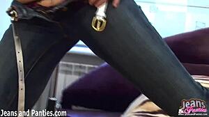 check out 18yo redhead carolina stripping from tight skinny jeans next door