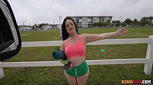 girl's chubby yoga ass heats up on bus ride