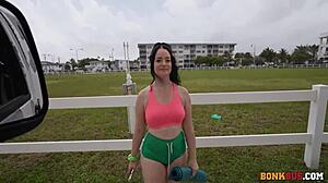 girl's chubby yoga ass heats up on bus ride