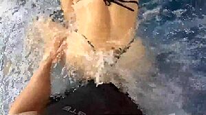 Hey check my amateur milf's huge ass fucked outdoors in water till cumshot