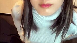 cute japanese crossdresser strokes smoothly in quiet solo pleasure