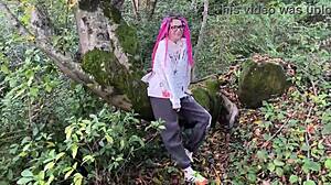 rough outdoor forest spanking with submissive teen girl