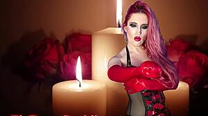 Jessica Rabbit cosplay goddess gives jerk off instructions. Cum hard for your mistress with rabbit toy BDSM!