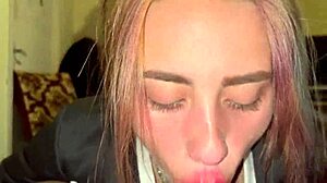 cute amateur bimbo chokes on cock gagging deepthroat swallows load