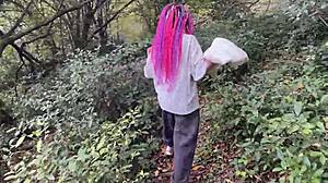 rough outdoor forest spanking with submissive teen girl