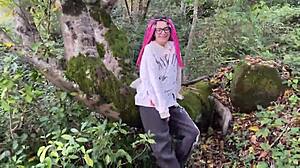 rough outdoor forest spanking with submissive teen girl