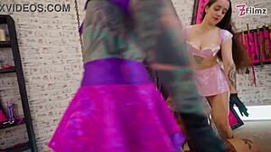 Double Femdom Latex Queens Spit Dildos Dominate Slaves Hard