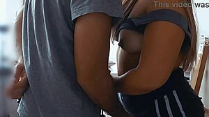 Roommate Slams Sunny Lune's Teen Pussy in Kitchen Dorm 