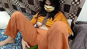 Pakistani Stepdaughter's Cucumber Caught Then Stepdad Fucks Her Tight