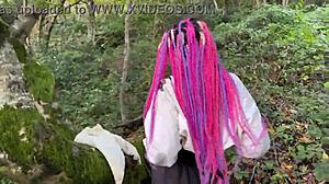 rough outdoor forest spanking with submissive teen girl