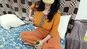 Pakistani Stepdaughter's Cucumber Caught Then Stepdad Fucks Her Tight