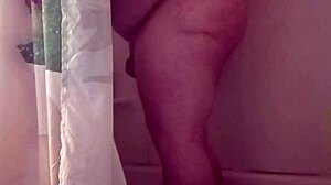 steamy shower rinse with small cock tease