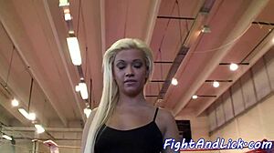 petite babe's wet pussy devoured by hot lesbian tongue wrestling