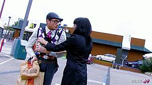 what if black hair milf picks up nerd for anal while hubby's gone?