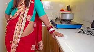newly married pinki bhabhi strips saree in bathroom then gets fucked hard with cum inside.