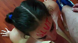 lipstick slut chokes on cock gets facefucked slapped spat on 😈💦