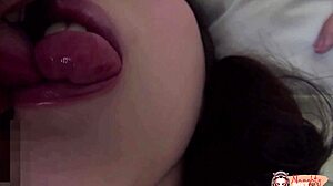 innocent aya kisaki gulps long cock and gets hairy pussy fingered