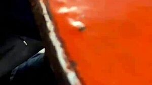 LICKIN HER FEET outside restaurant while she spits on my small cock cuck fantasy!