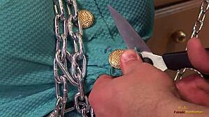 milf with big tits sucks cock while bound and penetrated by chains