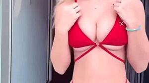 boutinela shakes red bikini thong ass worship closer teasing comp