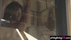 hot all natural black teen victoria antoinette strips lingerie revealing shaved pussy