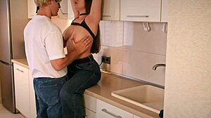 Passionate BREAST SUCKING In Kitchen - I Can't Get Enough Of His Mouth On My Big Tits!