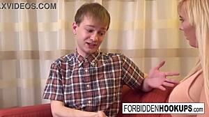Big Boobed Babe Grips Step-Brother's Fat Cock for Hardcore Pounding and Cumshot Facial