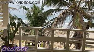 wanna see ebony wife flash her pussy bent over at beach house?