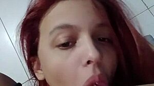 dominant tall woman rips clothes for drooling blowjob and ass worship