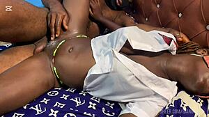 Whoa, her pussy floods wet when I suck those huge boobs!