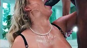 blonde katalina kyle's nasty double blowjob on big black cocks ends in creamy facial cumshot!