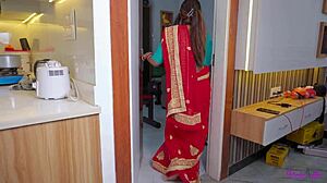 newly married pinki bhabhi strips saree in bathroom then gets fucked hard with cum inside.