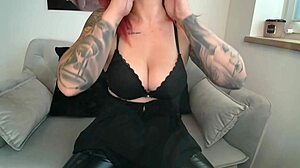 FETISH LATEX LEGGING squeezes camgirl nina's pierced nipples tight