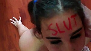 lipstick slut chokes on cock gets facefucked slapped spat on 😈💦