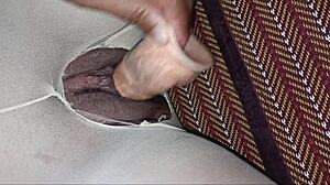 Fierce creampie through ripped stockings