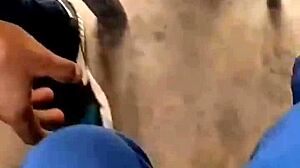 LICKIN HER FEET outside restaurant while she spits on my small cock cuck fantasy!