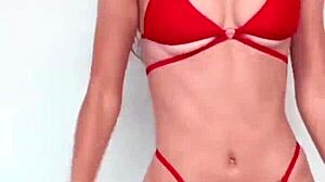 boutinela shakes red bikini thong ass worship closer teasing comp