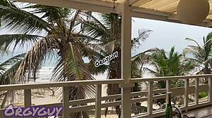 wanna see ebony wife flash her pussy bent over at beach house?